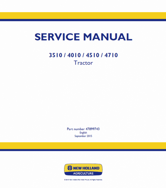 New Holland 3510, 4010, 4510, 4710 Tractor Service Manual Workshop Guide