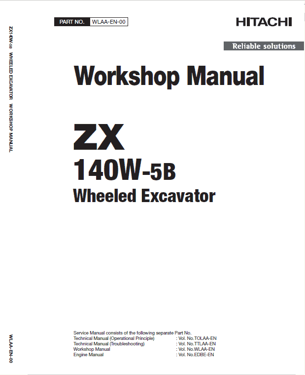 Hitachi ZX140W-5B Excavator Service Repair Manual Workshop Guide
