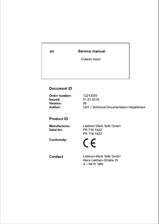 Liebherr PR 716 Crawler Dozer Repair Service Manual