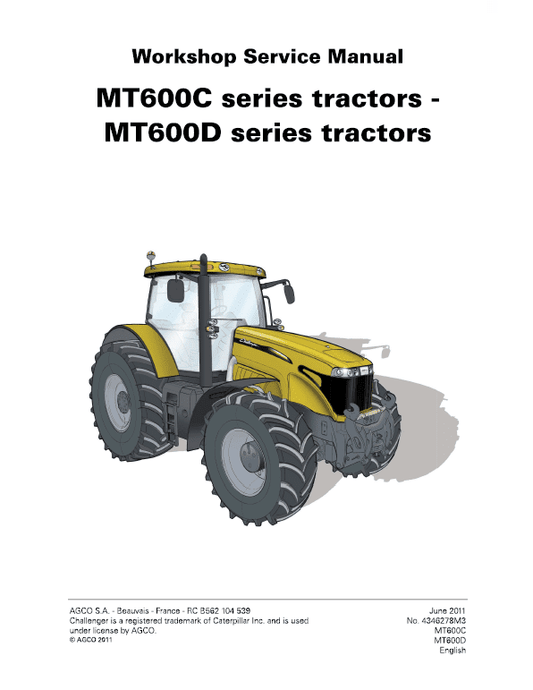 Challenger MT645C, MT655C, MT665C, MT675C, MT685C Tractor Workshop Manual Workshop Guide