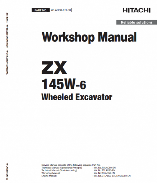 Hitachi ZX145W-6 Excavator Service Repair Manual Workshop Guide