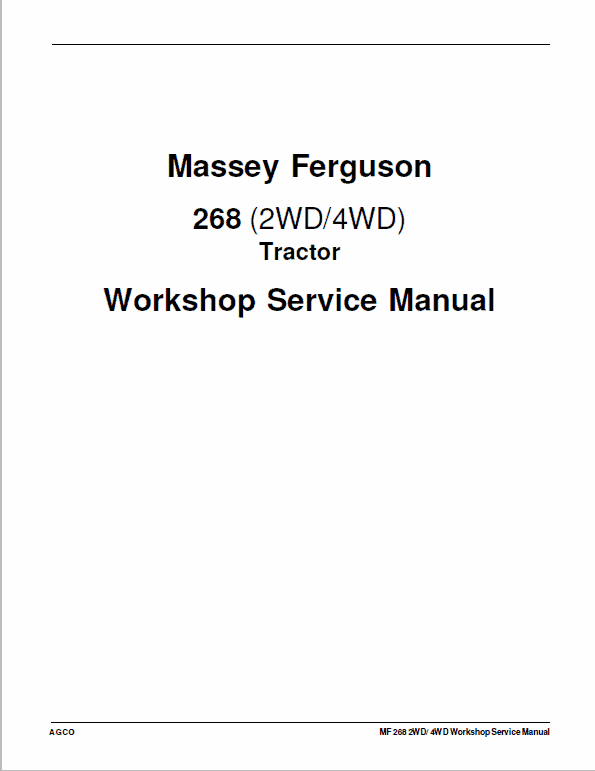 Massey Ferguson MF 268 (2WD/4WD) Tractor Service Manual Workshop Guide