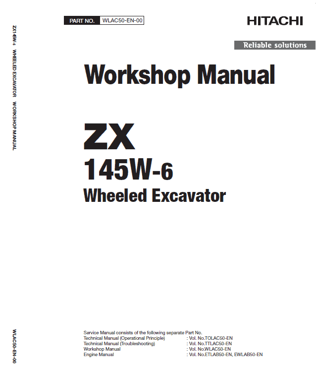 Hitachi ZX145W-6 Excavator Service Repair Manual Workshop Guide