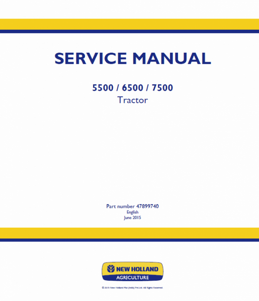 New Holland 5500, 6500, 7500 Tractor Service Manual Workshop Guide