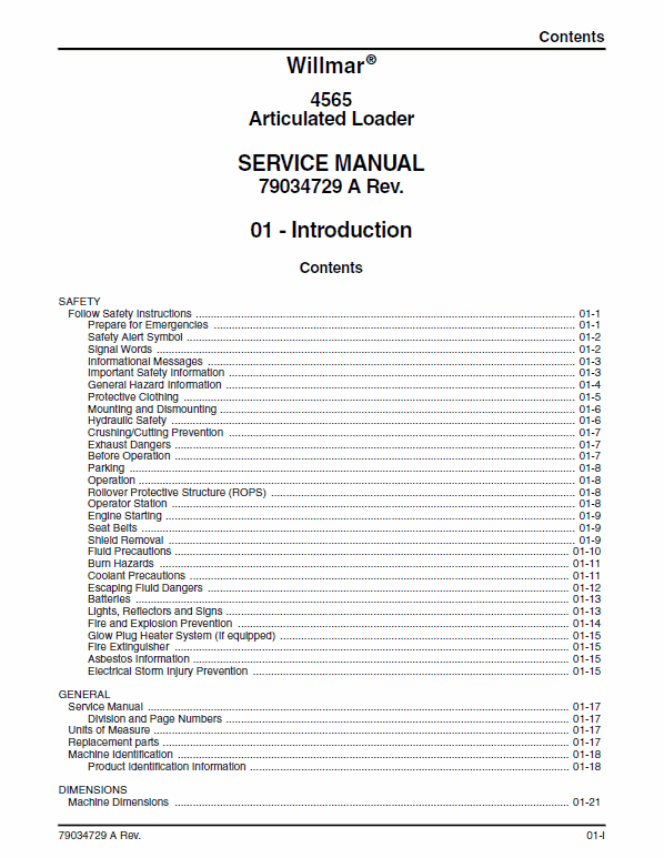 Willmar 4565 Wrangler Loader Service Manual Workshop Guide