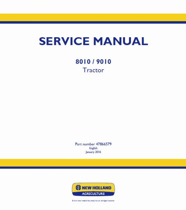 New Holland 8010, 9010 Tractor Service Manual Workshop Guide