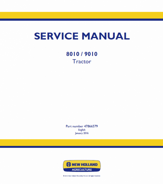 New Holland 8010, 9010 Tractor Service Manual Workshop Guide