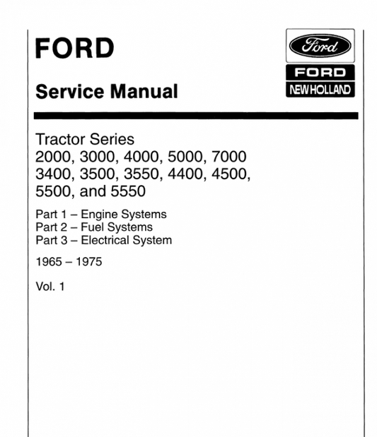 Ford Tractor Series 5000, 5500, 5550, 7000 Service Manual Workshop Guide