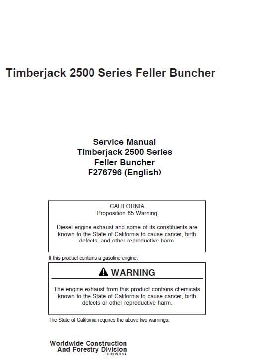 Timberjack 2515, 2518, 2520 Feller Buncher Service Repair Manual Workshop Guide