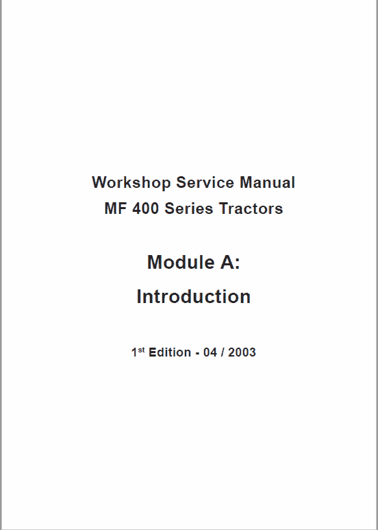 Massey Ferguson MF 415, 425, 435, 440 Tractor Service Manual Workshop Guide