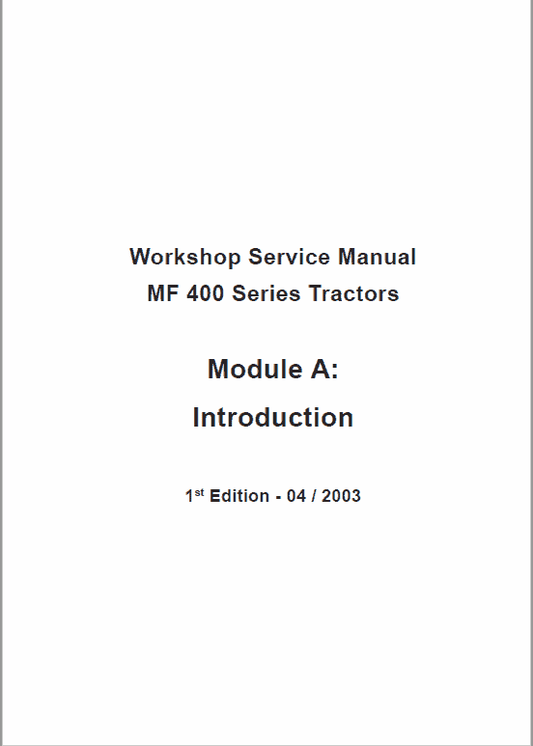 Massey Ferguson MF 415, 425, 435, 440 Tractor Service Manual Workshop Guide