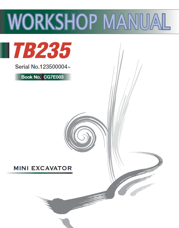 Takeuchi TB235 Compact Excavator Service Manual Workshop Guide