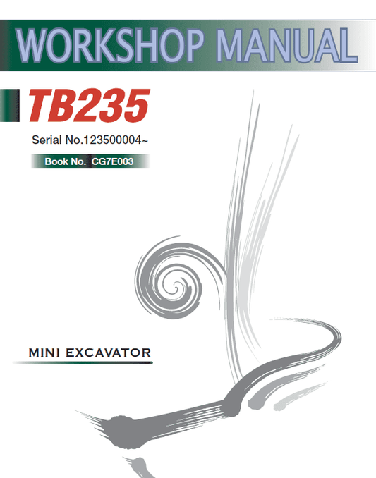 Takeuchi TB235 Compact Excavator Service Manual Workshop Guide