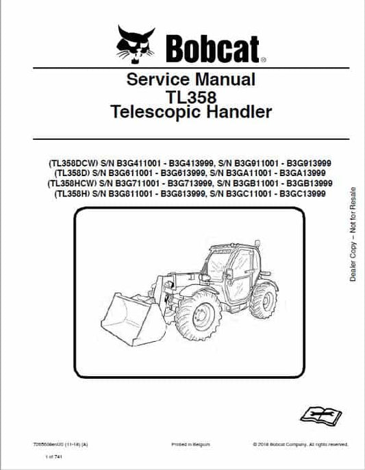 Bobcat TL358 versaHANDLER Telescopic Service Repair Manual