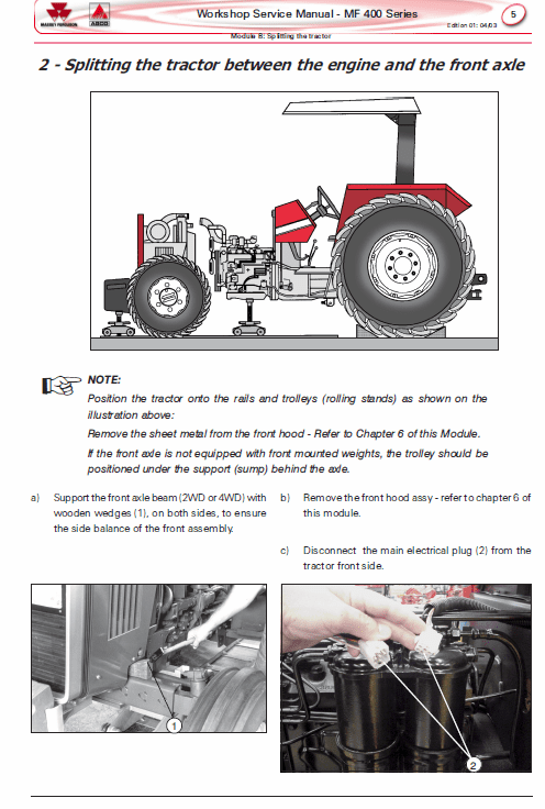 Massey Ferguson MF 445, 460, 465, 475 Tractor Service Manual Workshop Guide
