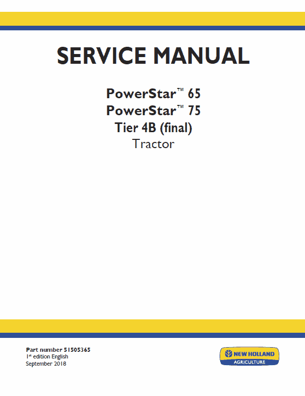 New Holland PowerStar 65, 75 Tractor Service Manual Workshop Guide