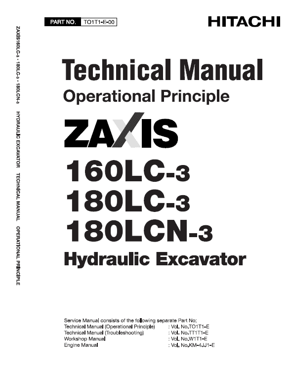 Hitachi Zaxis 160LC-3 and Zaxis 180LC-3 Excavator Service Repair Manual Workshop Guide