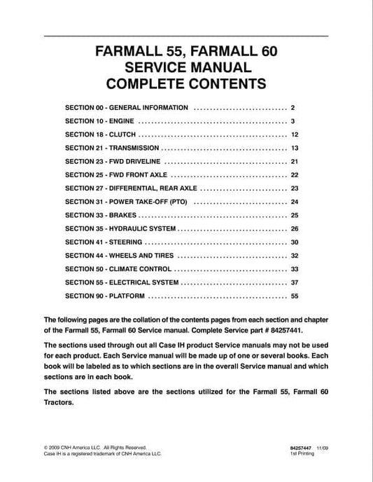 Case Farmall 55, 60 Tractor Service Manual Workshop Guide