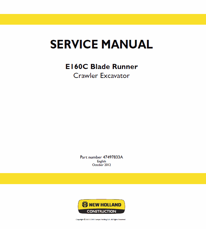 New Holland E160C Crawler Excavator Service Manual Workshop Guide
