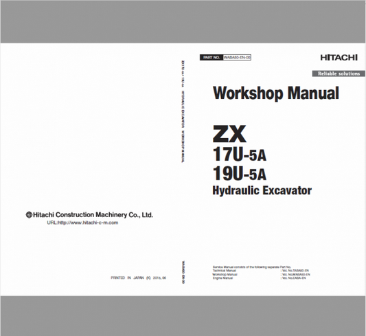 Hitachi ZX17U-5A and ZX19U-5A Excavator Service Repair Manual Workshop Guide