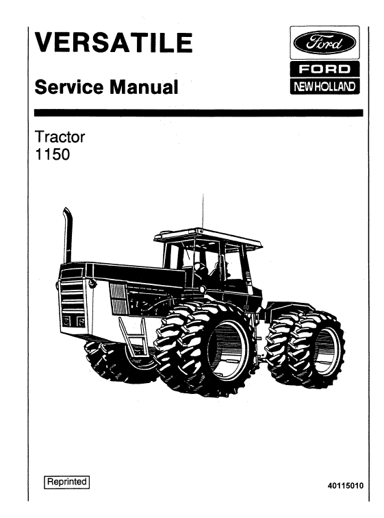 Ford Versatile 1150 Tractor Service Manual Workshop Guide