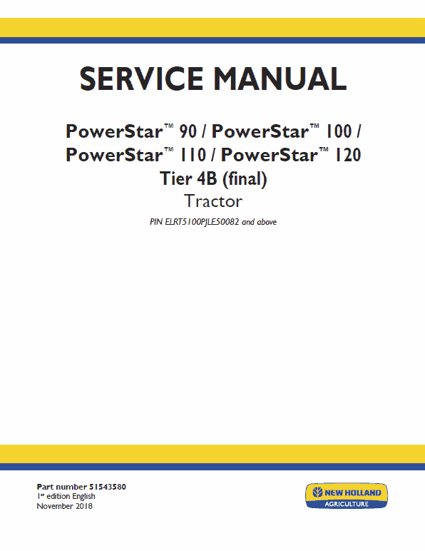 New Holland PowerStar 90, 100, 110, 120 Tractor Service Manual Workshop Guide