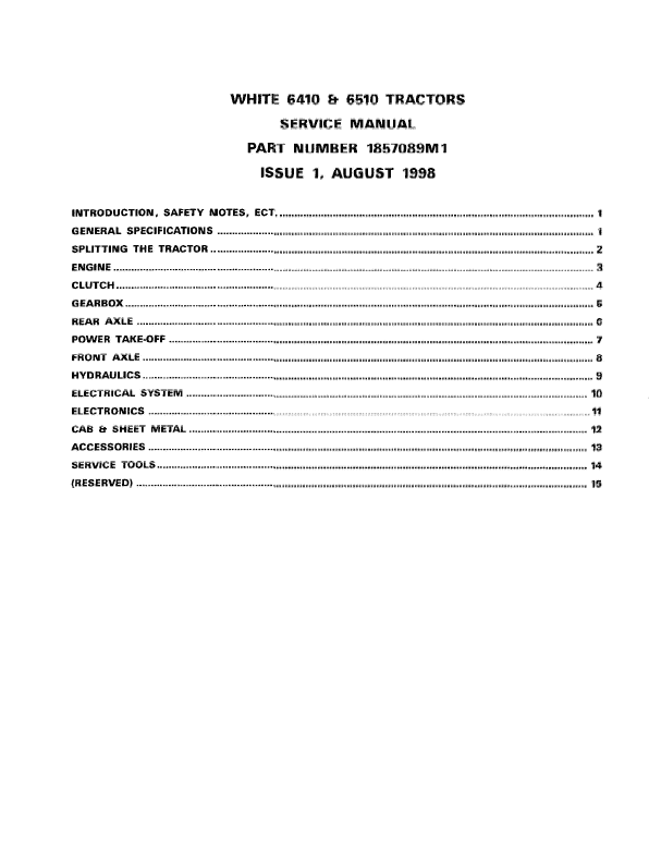White 6410, 6510 Tractors Service Manual Workshop Guide