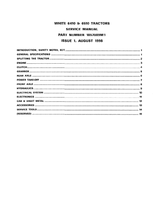 White 6410, 6510 Tractors Service Manual Workshop Guide