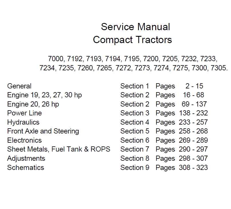 Cub Cadet Series 7000 Service Manual Workshop Guide