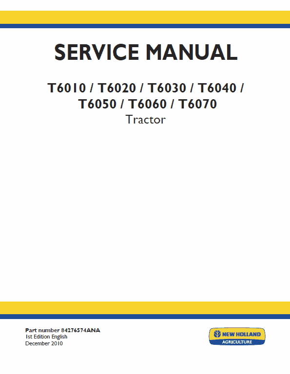 New Holland T6010, T6020, T6030 Tractor Service Manual Workshop Guide