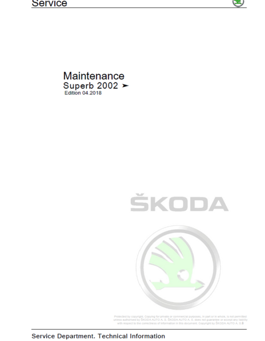 SKODA SUPERB (3U, 3U4) Repair Service Manual