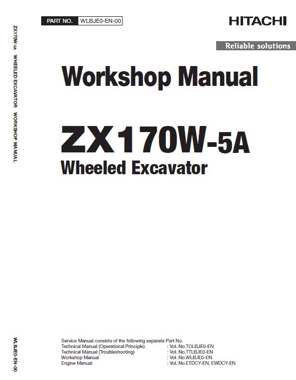 Hitachi ZX170W-5A and ZX170W-5B Excavator Service Repair Manual Workshop Guide