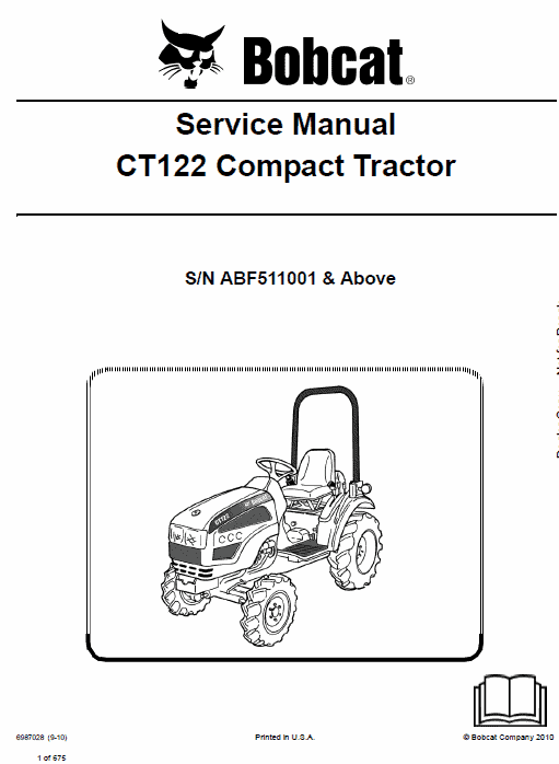 Bobcat CT122 Compact Tractor Service Manual Workshop Guide