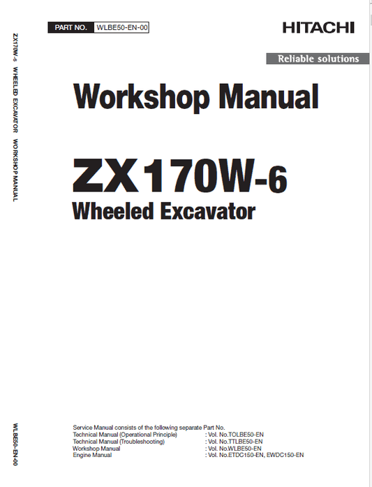 Hitachi ZX170W-6 Wheeled Excavator Service Repair Manual Workshop Guide