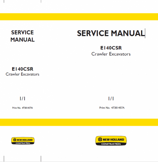 New Holland E140CSR Excavator Service Manual Workshop Guide