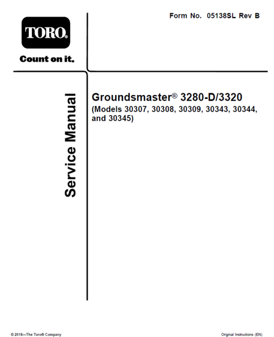 Toro Groundsmaster 3280-D, 3320 Service Repair Manual Workshop Guide