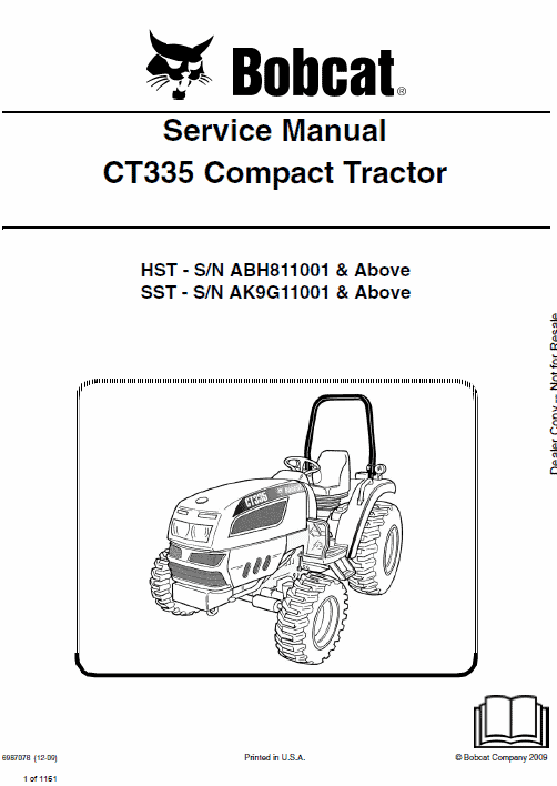 Bobcat CT335 Compact Tractor Service Manual Workshop Guide