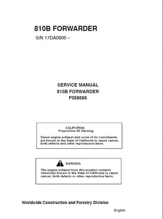 Timberjack 810B Forwarder Service Repair Manual (17DA0906 and Up) Workshop Guide