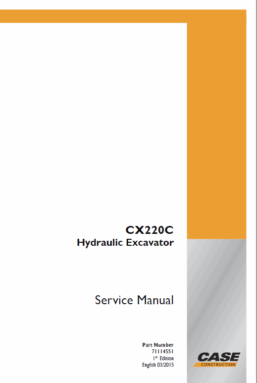 Case CX220C Crawler Excavator Service Manual Workshop Guide