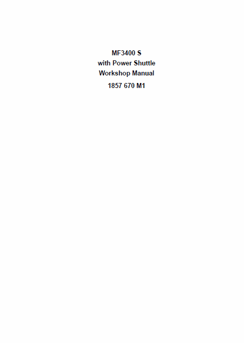 Massey Ferguson 3425S, 3435S, 3445S, 3455S Tractor Service Manual Workshop Guide