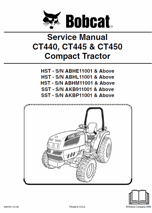 Bobcat CT440, CT445 and CT450 Compact Tractor Service Manual Workshop Guide
