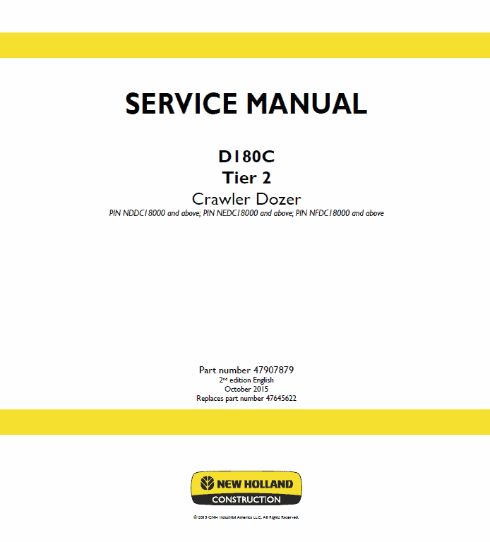 New Holland D180C Tier 2 & Tier 3 Dozer Service Manual Workshop Guide