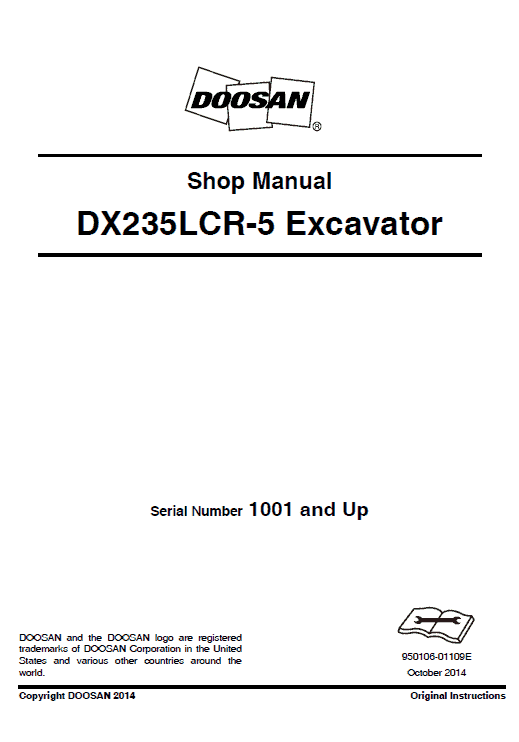 Doosan DX235LCR-5 Excavator Service Manual Workshop Guide