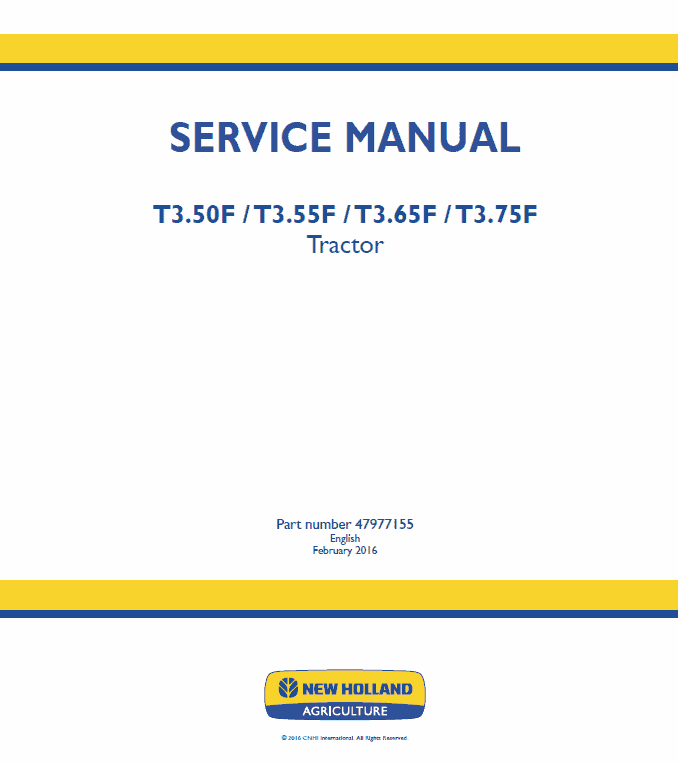 New Holland T3.50F, T3.55F, T3.65F, T3.75F Tractor Service Manual Workshop Guide