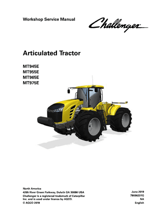 Challenger MT945E, MT955E, MT965E, MT975E Tractor Service Manual Workshop Guide