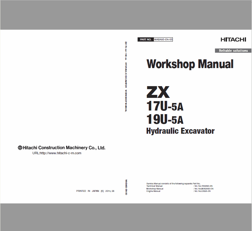 Hitachi ZX17U-5A and ZX19U-5A Excavator Service Repair Manual Workshop Guide