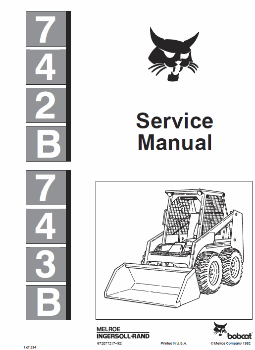 Bobcat 742B and 743B Skid-Steer Loader Service Manual Workshop Guide