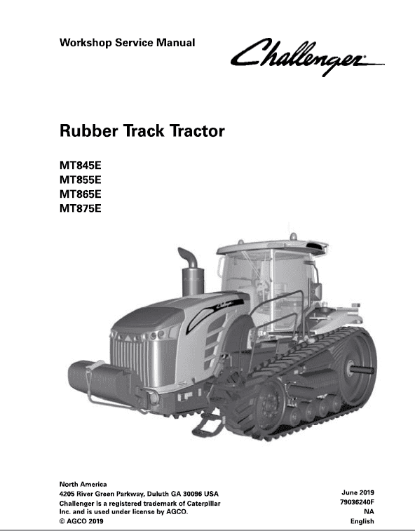 Challenger MT845E, MT855E, MT865E, MT875E Tractor Service Manual Workshop Guide