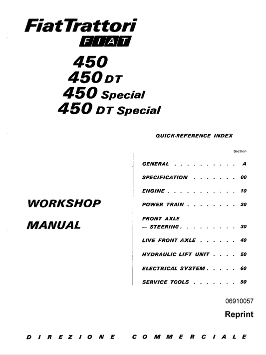 Fiat 450, 450DT Tractor Workshop Service Manual Workshop Guide