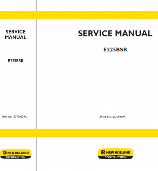 New Holland E225BSR Excavator Service Manual Workshop Guide